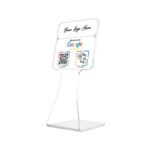 Premium Branded Perspex "Review Us on Google" NFC Chip & QR Code Stand