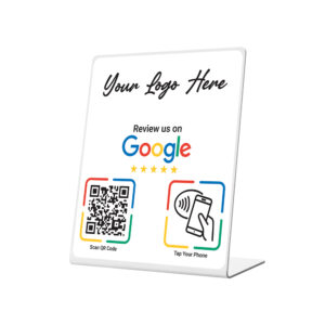 Standard Branded Perspex "Review Us on Google" NFC Chip & QR Code Stand